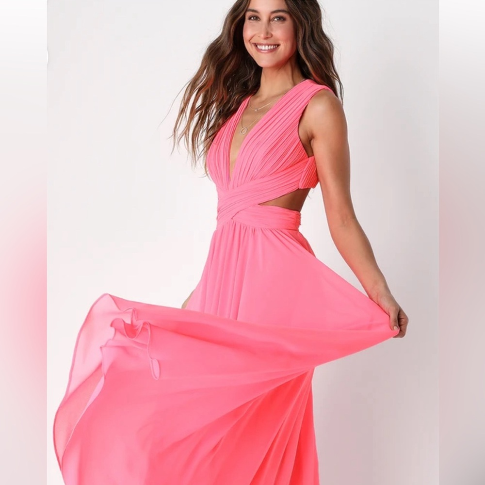 Vivid Imagination Neon Pink Cutout Maxi Dress
Lulus